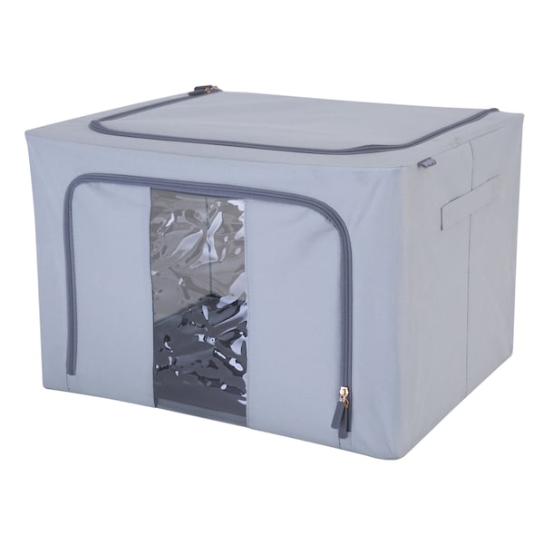 Simplify Storage Tote, 19-11/16 in L x 15-3/4 in W x 19-11/16 in H, Gray, Linen 30056-GREY - main